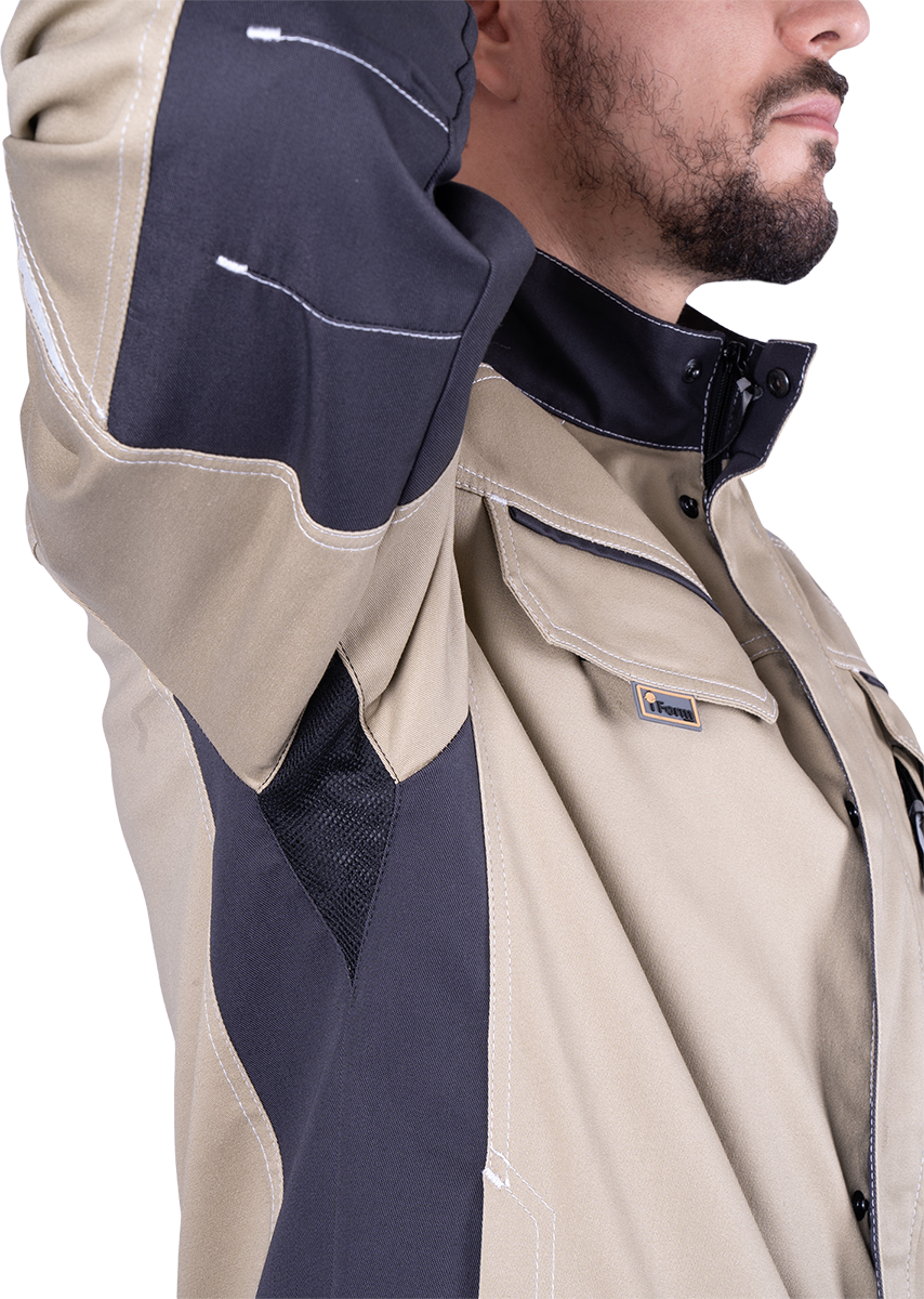 картинка Куртка ТУРБО SAFETY летняя, бежевый-т.серый