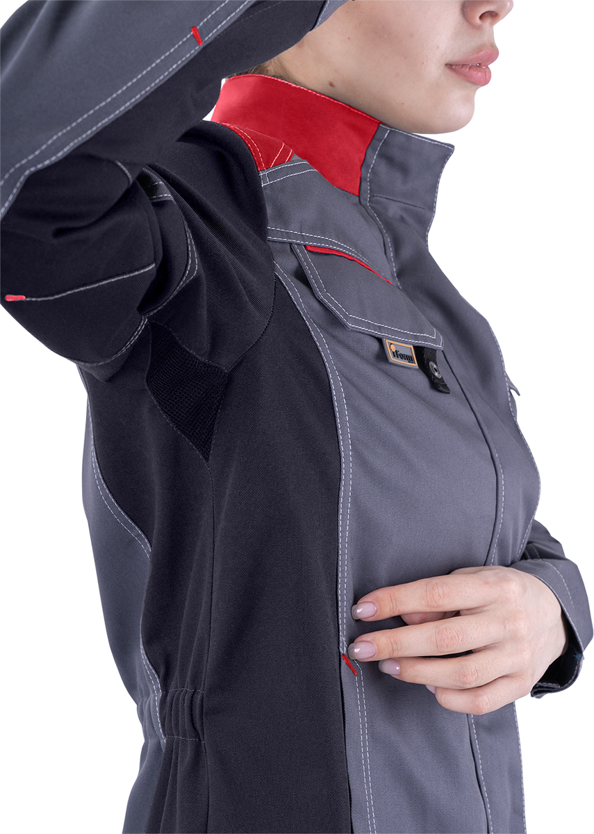 картинка Куртка ТУРБО SAFETY летняя, серый-чёрный-красный, женская