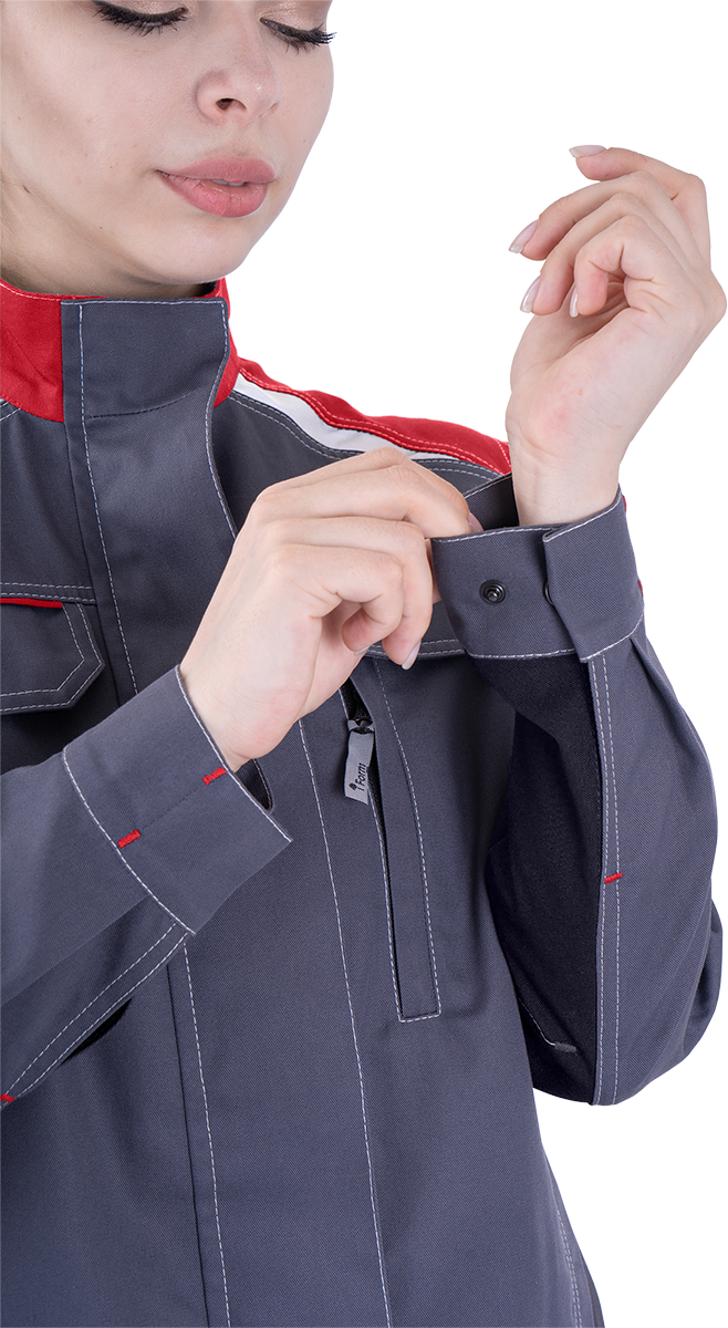 картинка Куртка ТУРБО SAFETY летняя, серый-чёрный-красный, женская